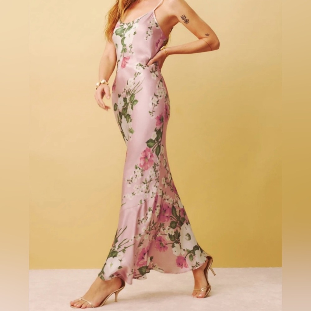 REFORMATION parma silk dress in rose garden NWT